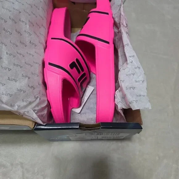 FILA Sleek Slide ST Women's Sandals US 11 Pink Black Logo Pool Slides NEW IN BOX - Picture 7 of 8
